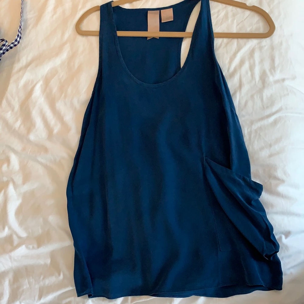 Gemma blue racer back silk blouse tank